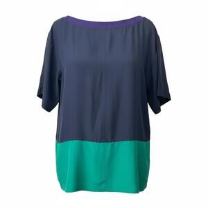 Elizabeth and James 100% Silk Oversized Color-Block Blouse Tunic M